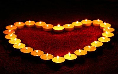 свечи, сердце, пламя, любовь, романтика, огонь, красный, поздравление