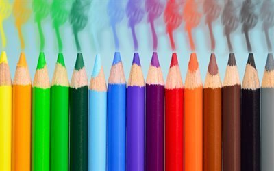 карандаш, дым, красочный, спектр