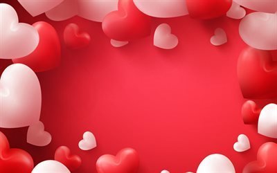 День Святого Валентина, разные сердца, 3д сердца, розовое сердце