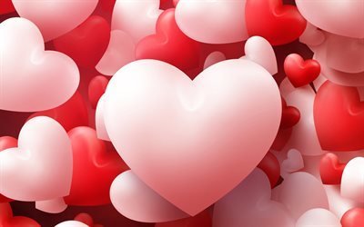 3д сердце, разноцветные сердца, День Святого Валентина, любовь